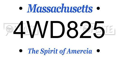 4WD825 Massachusetts License Plate
