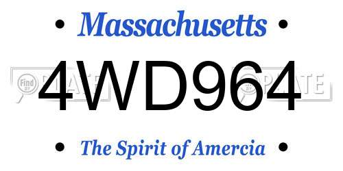 4WD964 Massachusetts License Plate