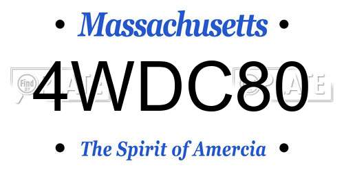 4WDC80 Massachusetts License Plate