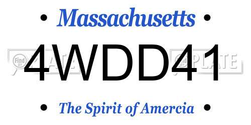 4WDD41 Massachusetts License Plate