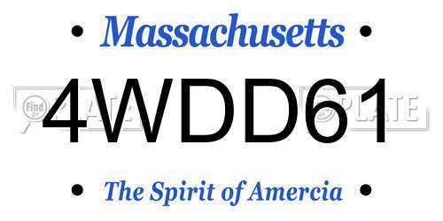 4WDD61 Massachusetts License Plate