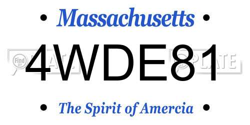 4WDE81 Massachusetts License Plate