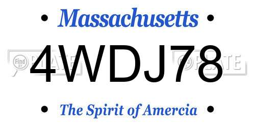 4WDJ78 Massachusetts License Plate