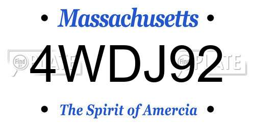 4WDJ92 Massachusetts License Plate