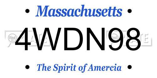 4WDN98 Massachusetts License Plate
