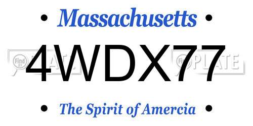 4WDX77 Massachusetts License Plate