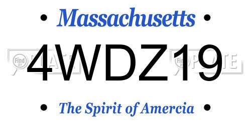 4WDZ19 Massachusetts License Plate