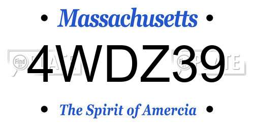 4WDZ39 Massachusetts License Plate