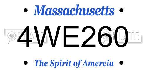 4WE260 Massachusetts License Plate