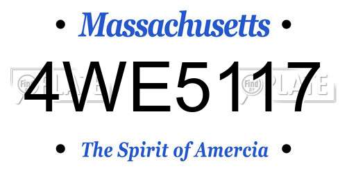 4WE5117 Massachusetts License Plate