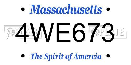 4WE673 Massachusetts License Plate