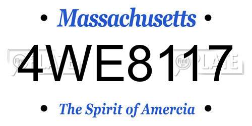 4WE8117 Massachusetts License Plate