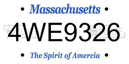 4WE9326 Massachusetts License Plate