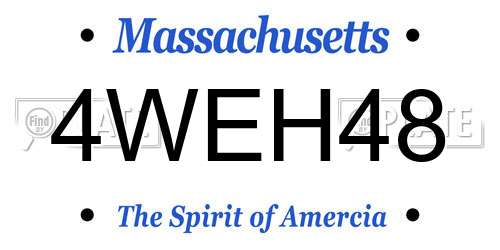 4WEH48 Massachusetts License Plate