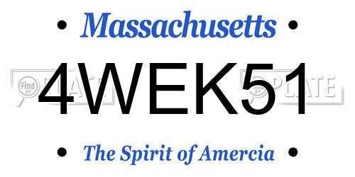 4WEK51 Massachusetts License Plate