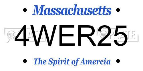 4WER25 Massachusetts License Plate