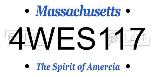 4WES117 Massachusetts License Plate