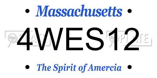4WES12 Massachusetts License Plate