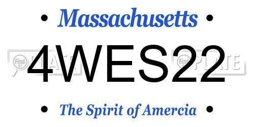 4WES22 Massachusetts License Plate