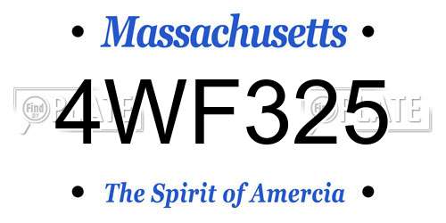 4WF325 Massachusetts License Plate