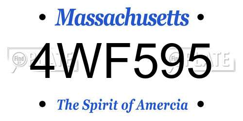 4WF595 Massachusetts License Plate