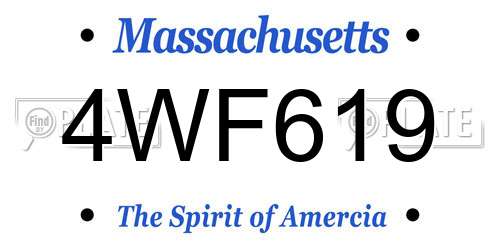 4WF619 Massachusetts License Plate