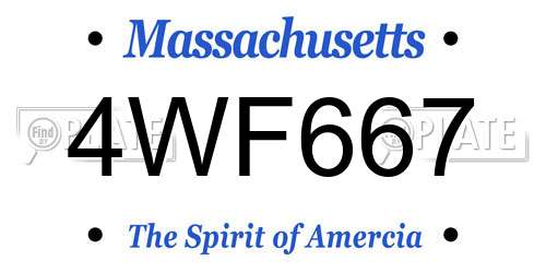 4WF667 Massachusetts License Plate