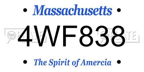 4WF838 Massachusetts License Plate
