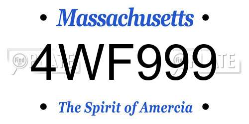 4WF999 Massachusetts License Plate