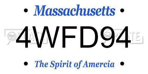 4WFD94 Massachusetts License Plate