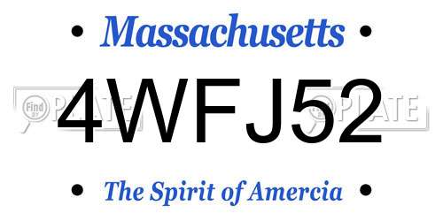 4WFJ52 Massachusetts License Plate