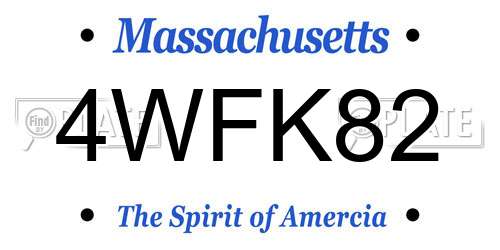 4WFK82 Massachusetts License Plate