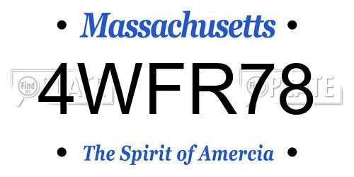 4WFR78 Massachusetts License Plate
