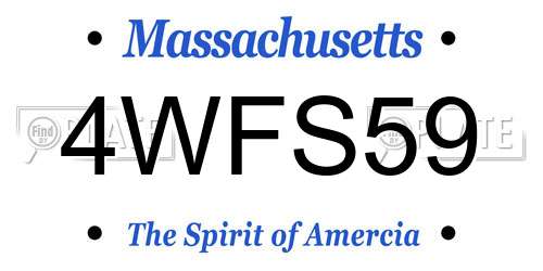 4WFS59 Massachusetts License Plate
