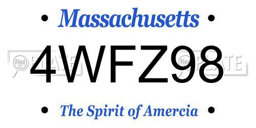 4WFZ98 Massachusetts License Plate