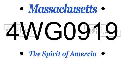 4WG0919 Massachusetts License Plate