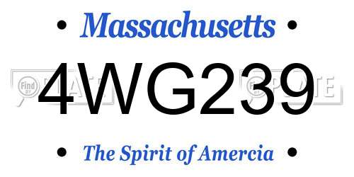 4WG239 Massachusetts License Plate