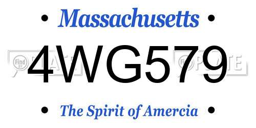 4WG579 Massachusetts License Plate