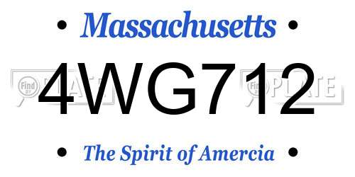 4WG712 Massachusetts License Plate