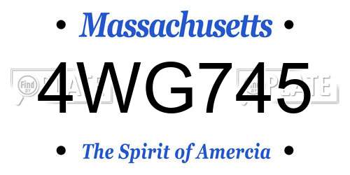 4WG745 Massachusetts License Plate