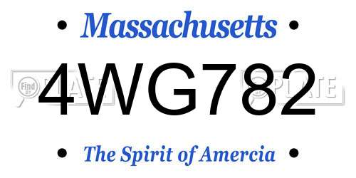 4WG782 Massachusetts License Plate