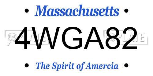 4WGA82 Massachusetts License Plate