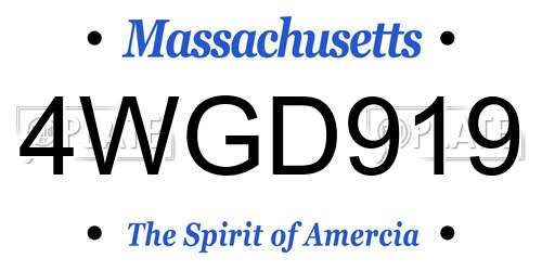 4WGD919 Massachusetts License Plate