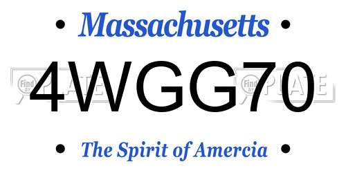 4WGG70 Massachusetts License Plate