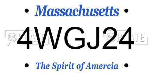 4WGJ24 Massachusetts License Plate