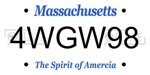 4WGW98 Massachusetts License Plate