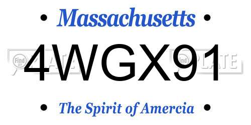 4WGX91 Massachusetts License Plate