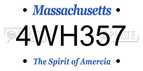 4WH357 Massachusetts License Plate