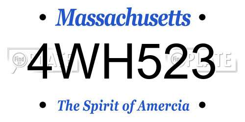 4WH523 Massachusetts License Plate