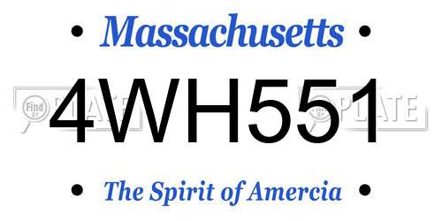 4WH551 Massachusetts License Plate